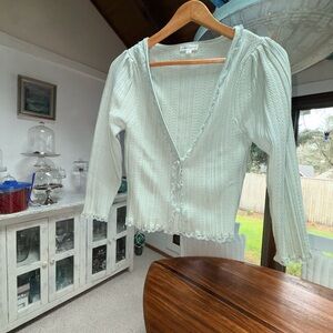 For Love of Lemons    Light sage green Knit Button-Front Cardigan